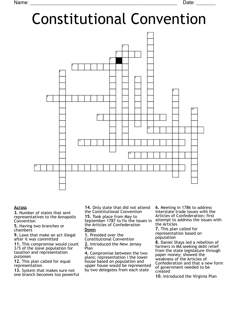 Constitutional Convention Crossword