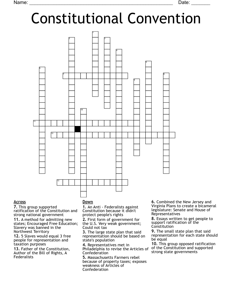 Constitutional Convention Crossword