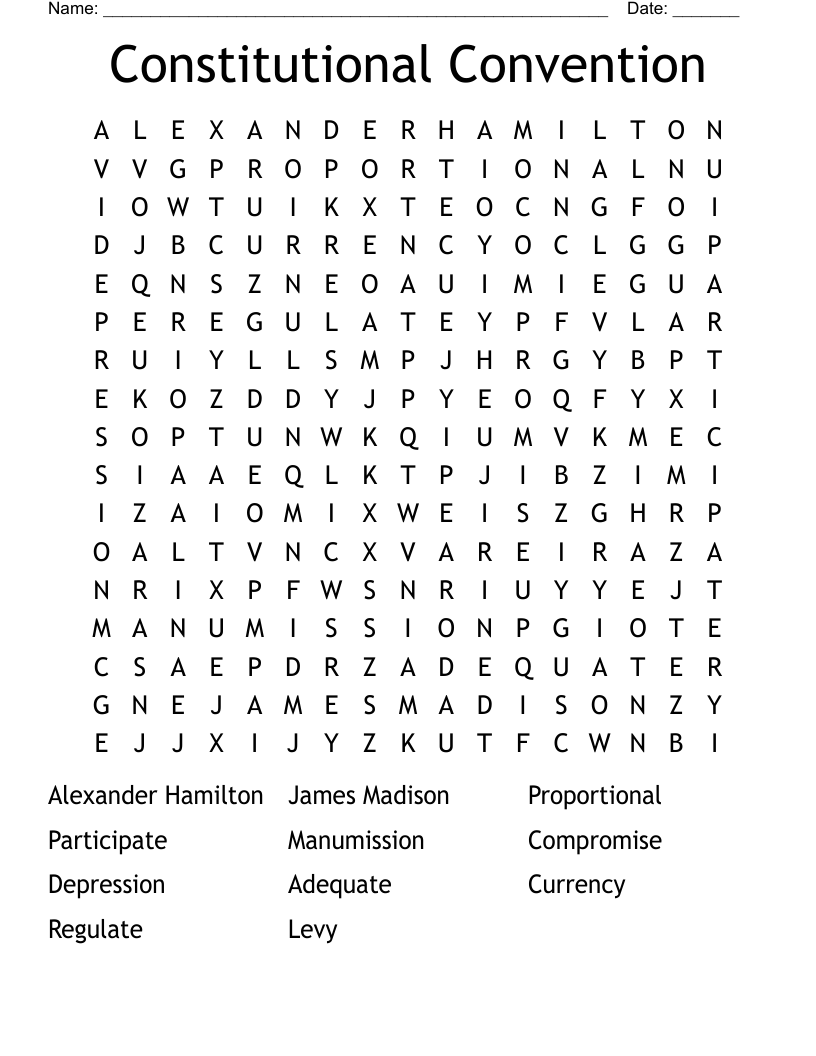 Constitutional Convention Word Search