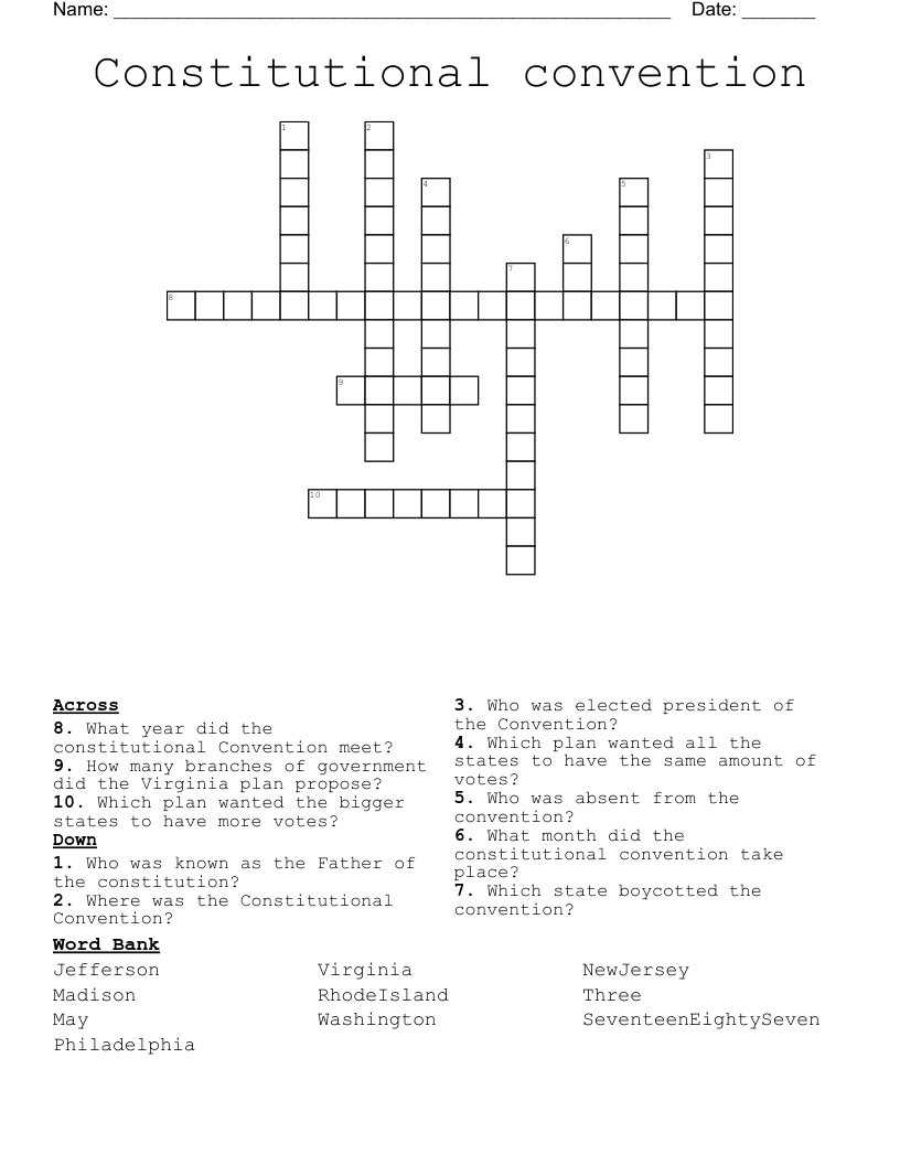 Constitutional convention Crossword