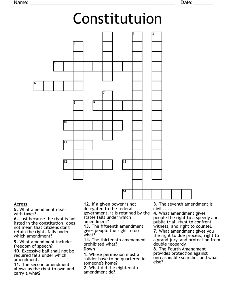 Constitutuion  Crossword