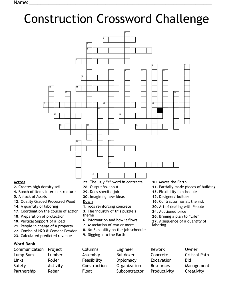 Construction Crossword Challenge
