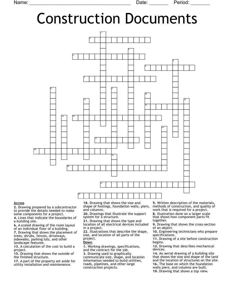 Construction Documents Crossword