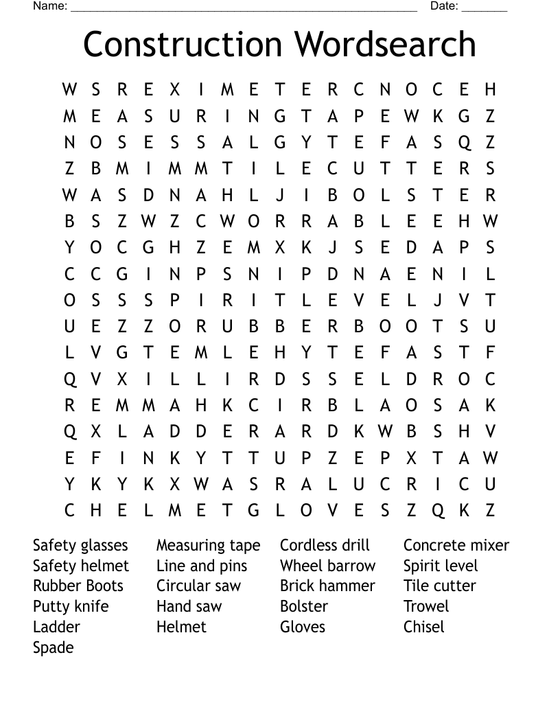 Construction Wordsearch