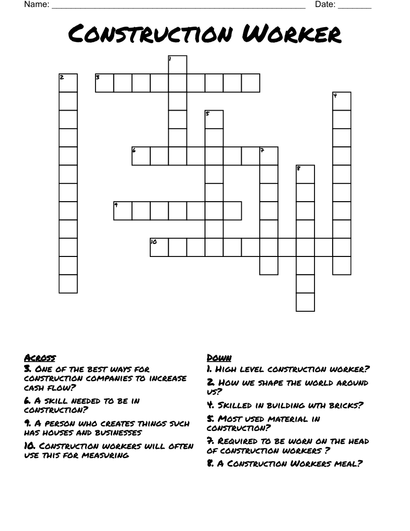 Construction Worker  Crossword