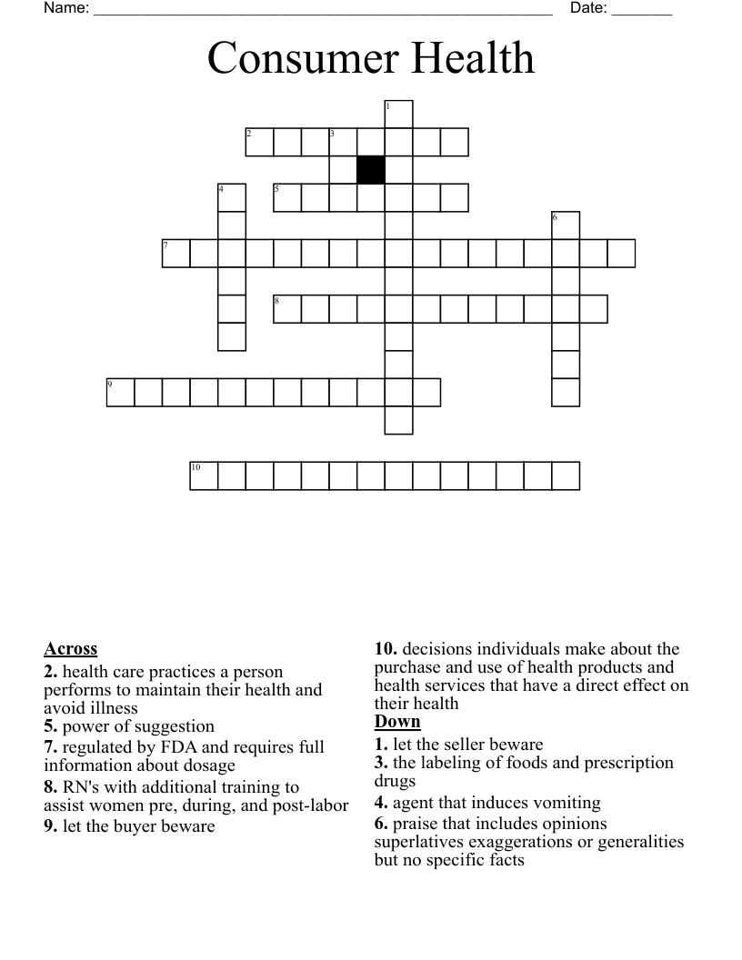 Consumer Health Crossword