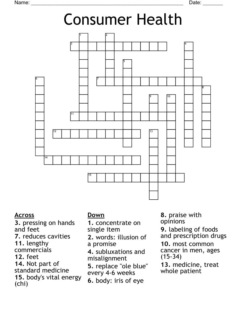 Consumer Health Crossword