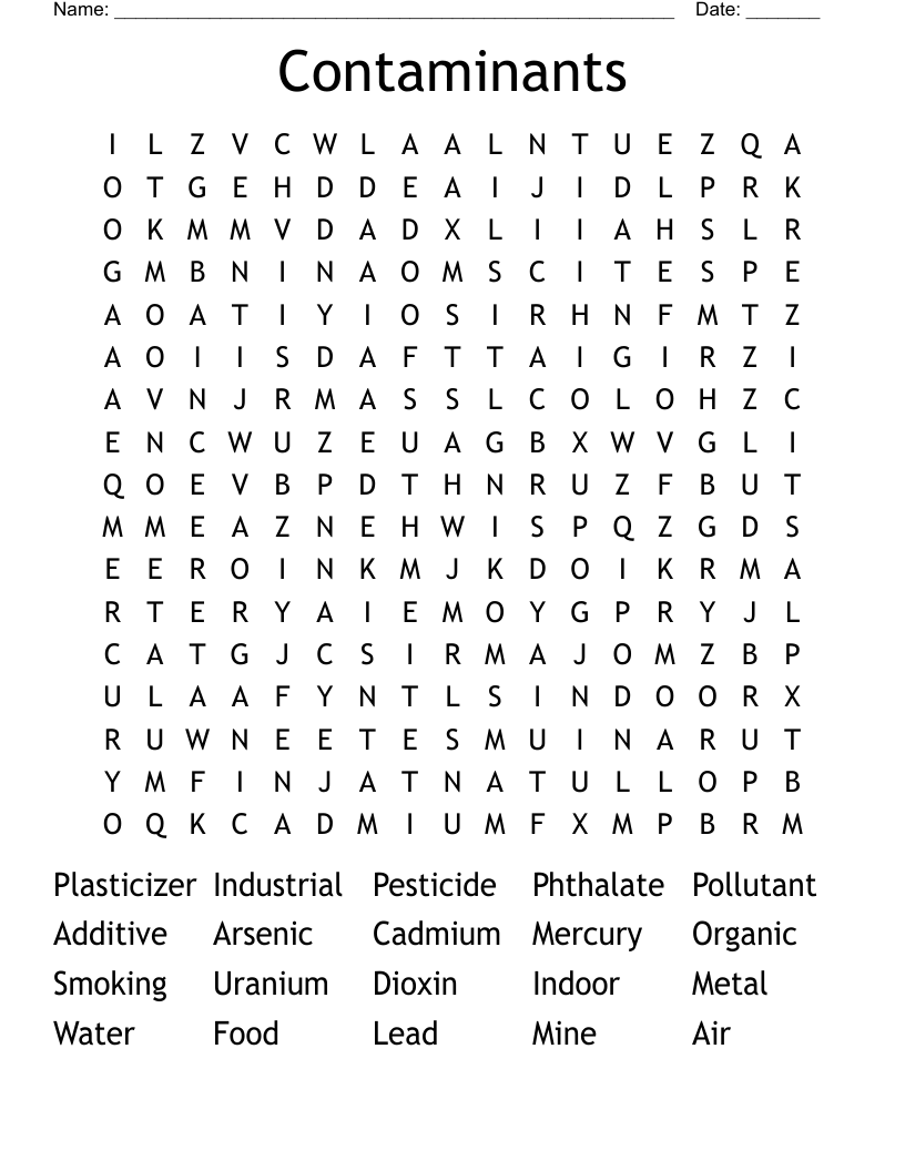 Contaminants Word Search
