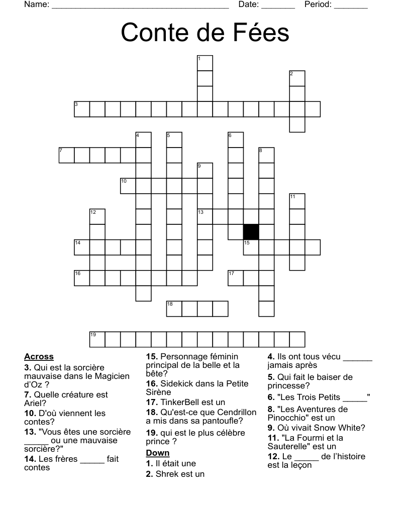 Conte de Fées Crossword