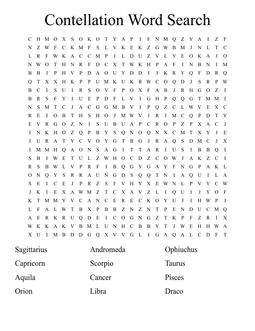 Contellation Word Search