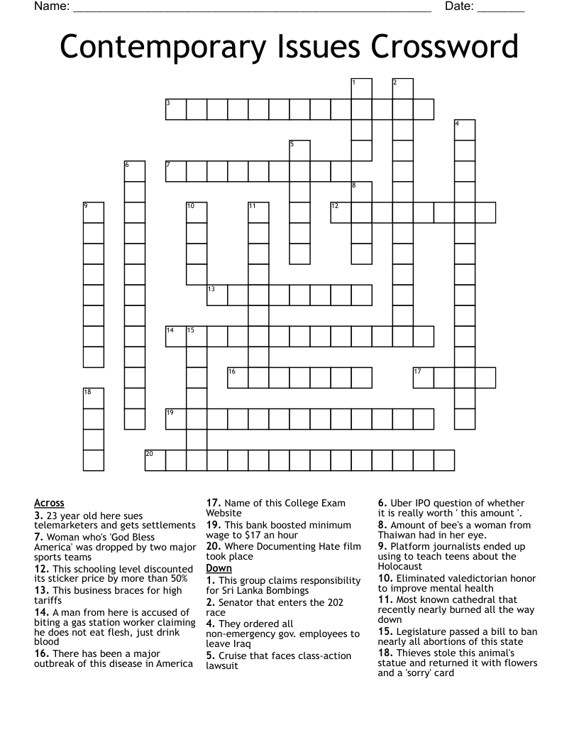 Contemporary Issues Crossword