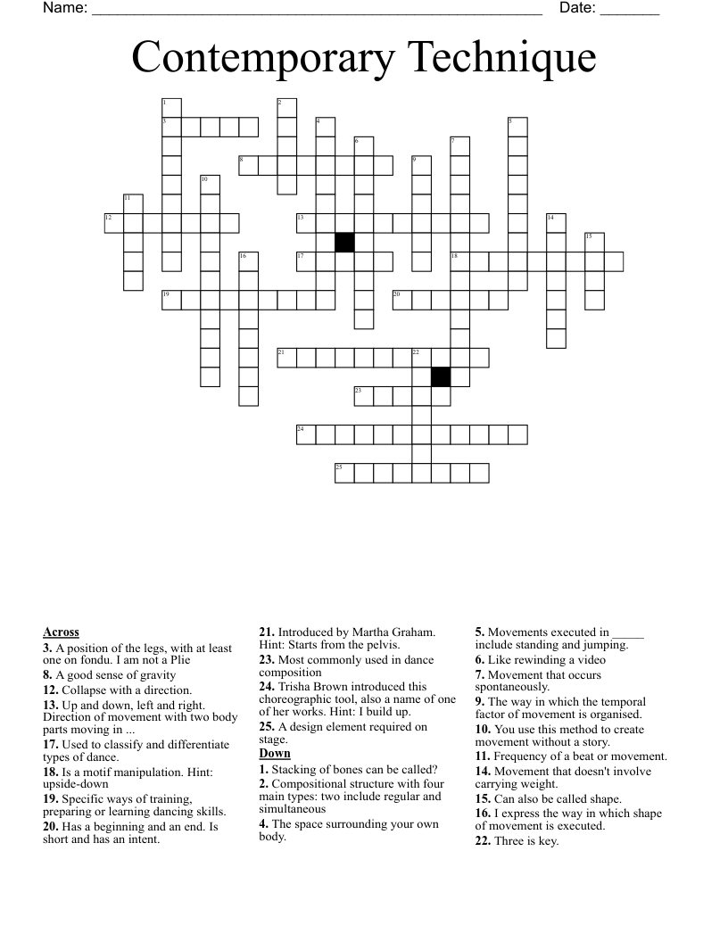Contemporary Technique Crossword