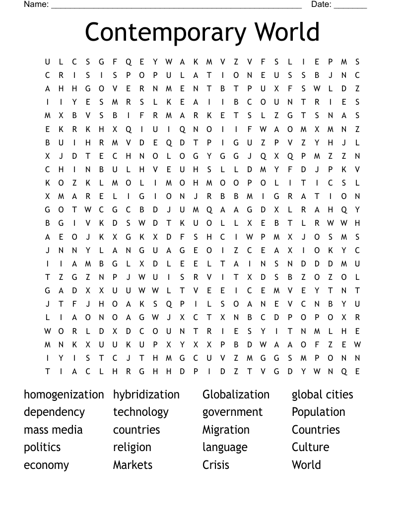 Contemporary World Word Search