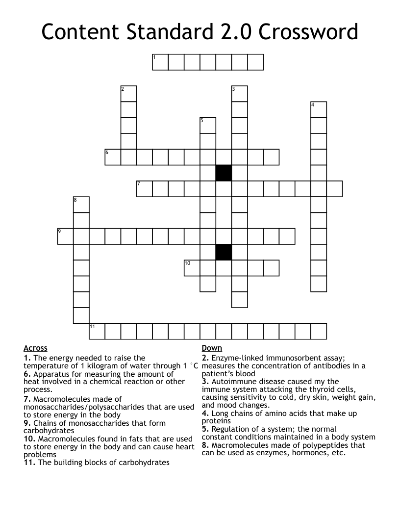 Content Standard 2.0 Crossword