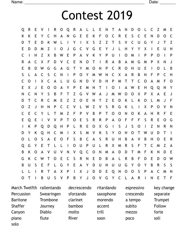 Contest 2019 Word Search