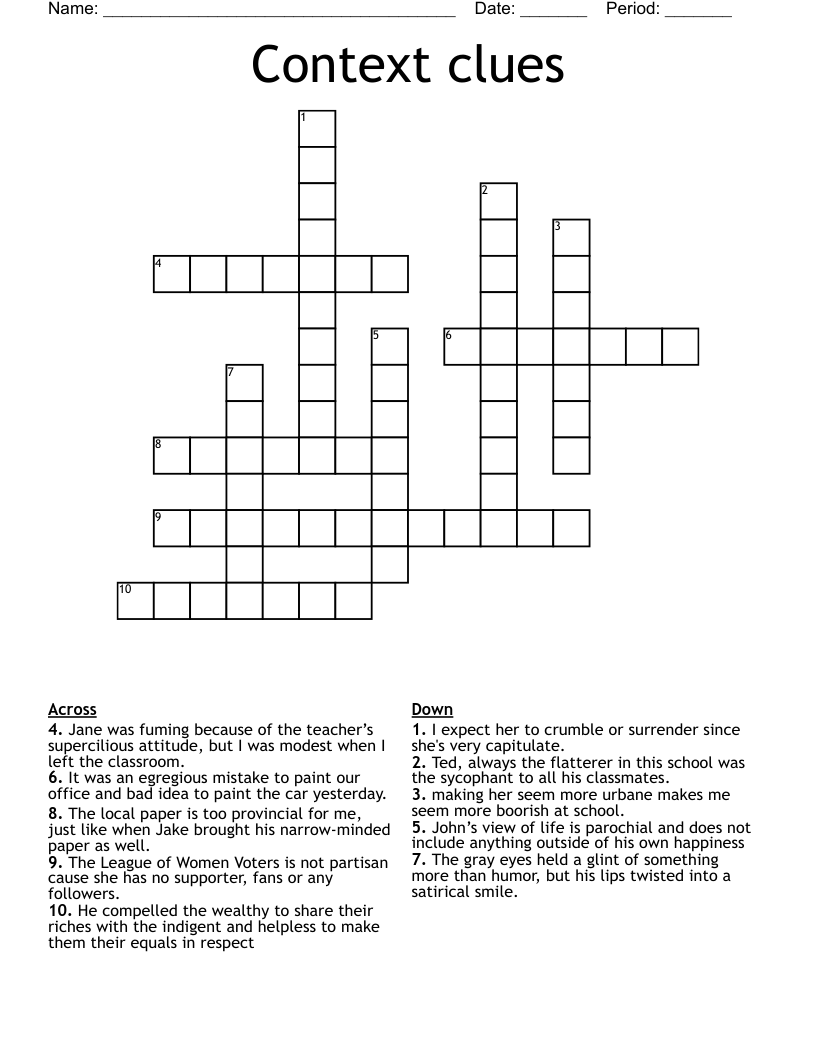 Context clues Crossword