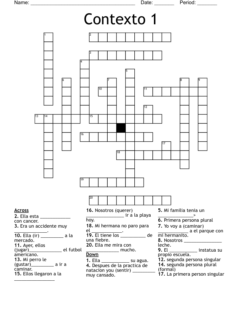 Contexto 1 Crossword