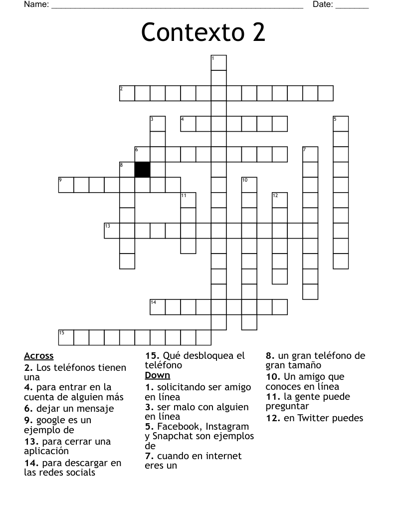Contexto 2 Crossword