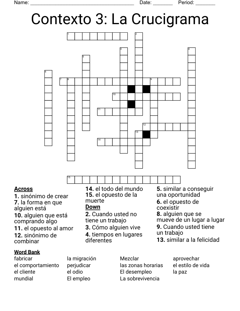 Contexto 3: La Crucigrama Crossword