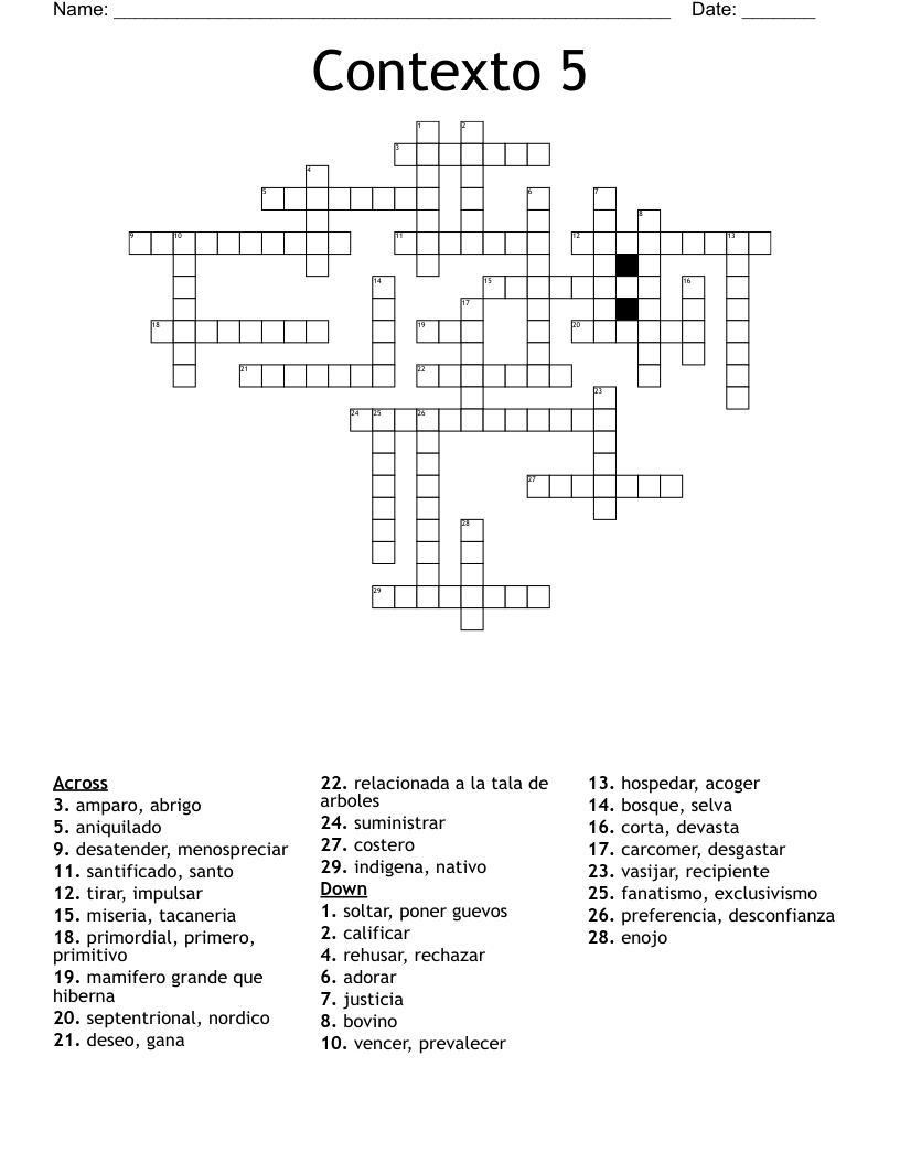 Contexto 5 Crossword