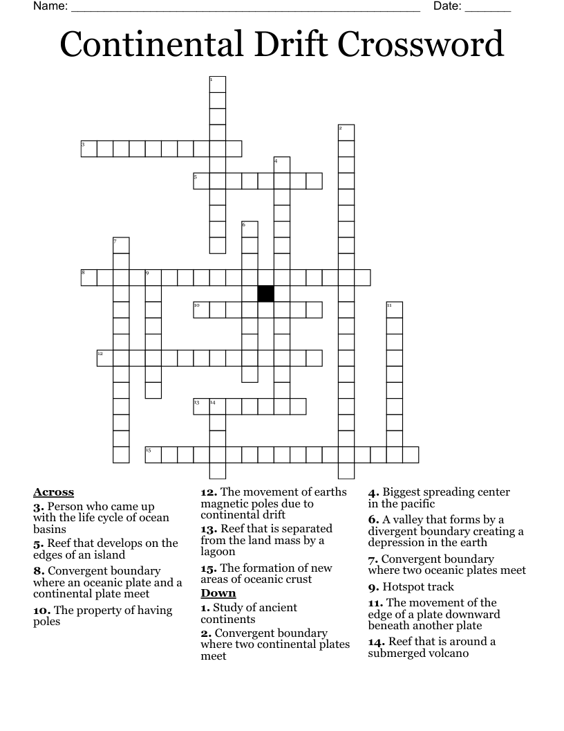 Continental Drift Crossword
