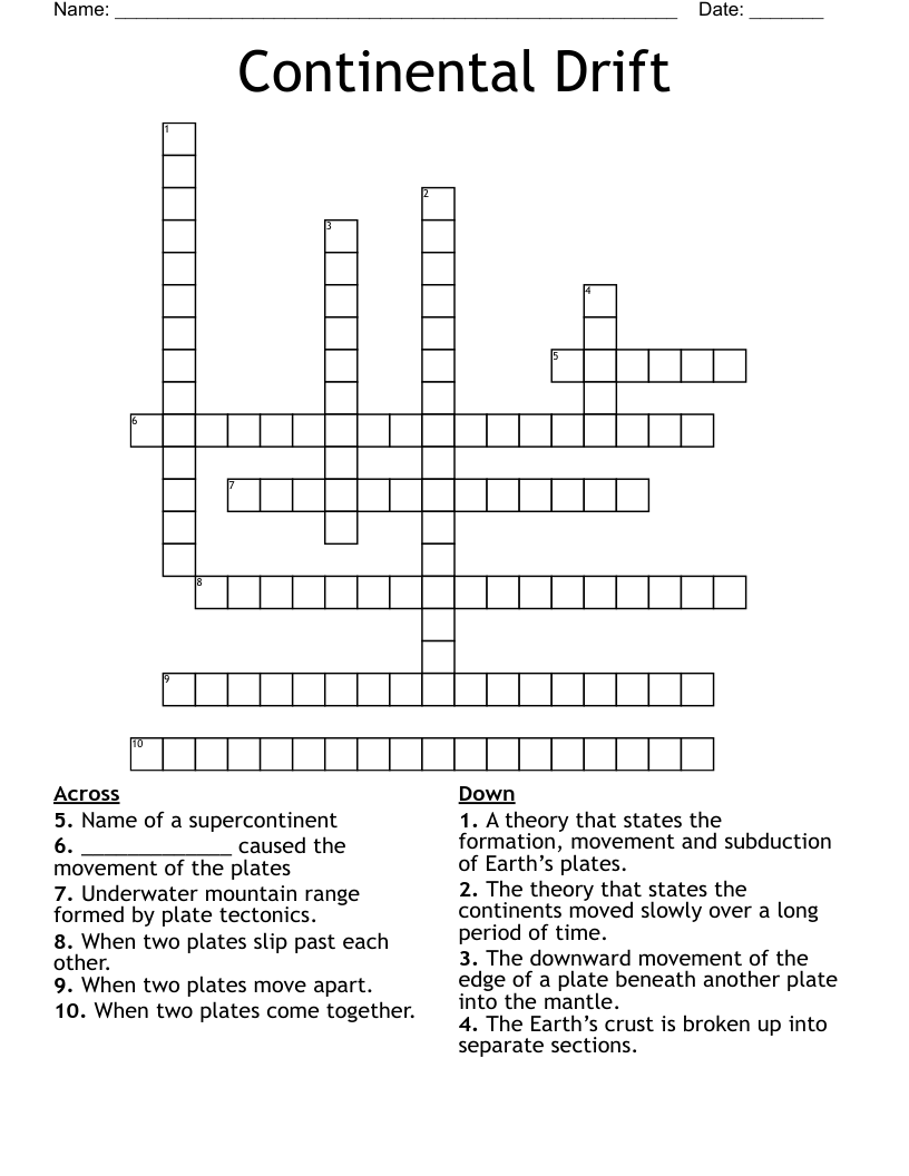 Continental Drift  Crossword