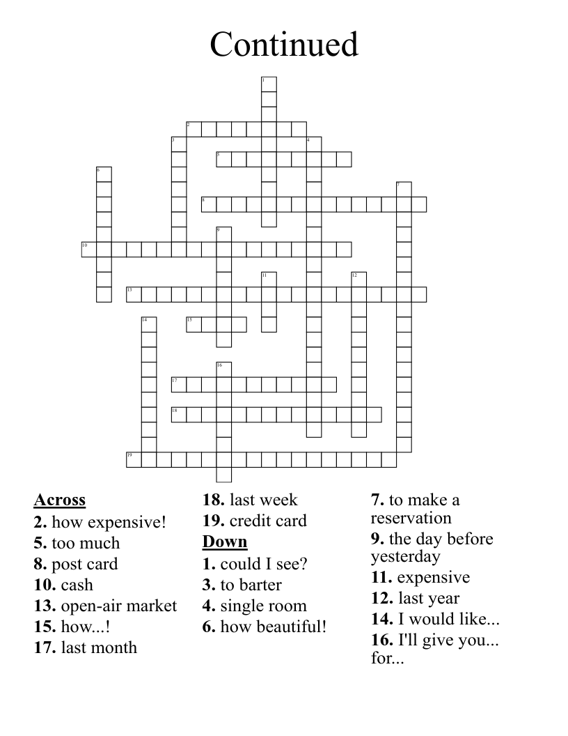 Continued Crossword