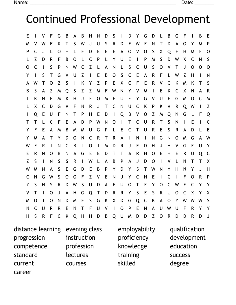 Continued Professional Development  Word Search