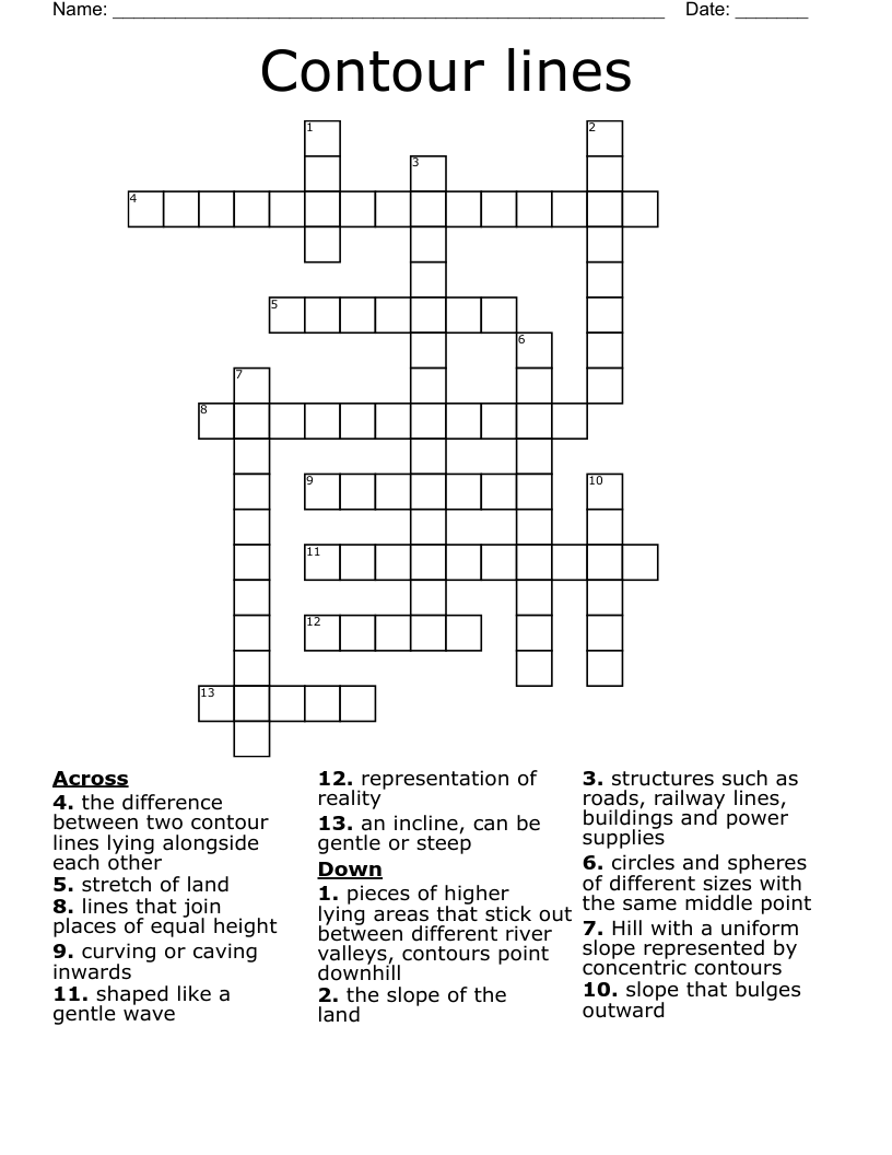 Contour lines Crossword