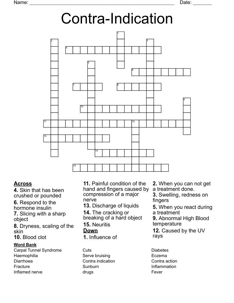 Contra-Indication  Crossword