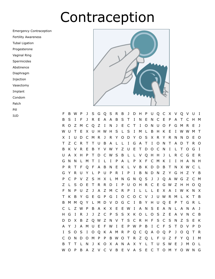 Contraception Word Search