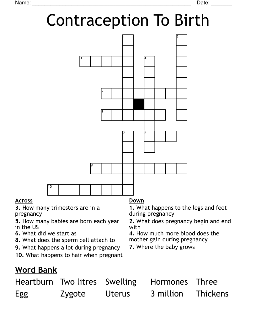 Contraception To Birth  Crossword
