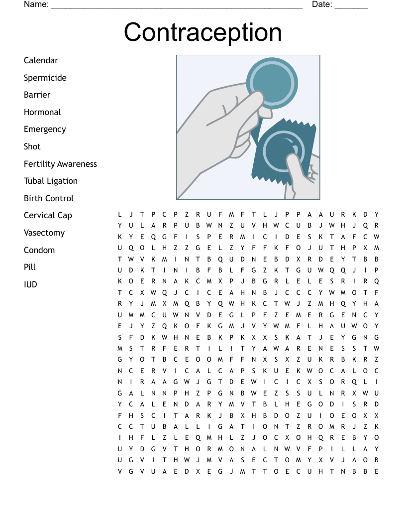 Contraception  Word Search