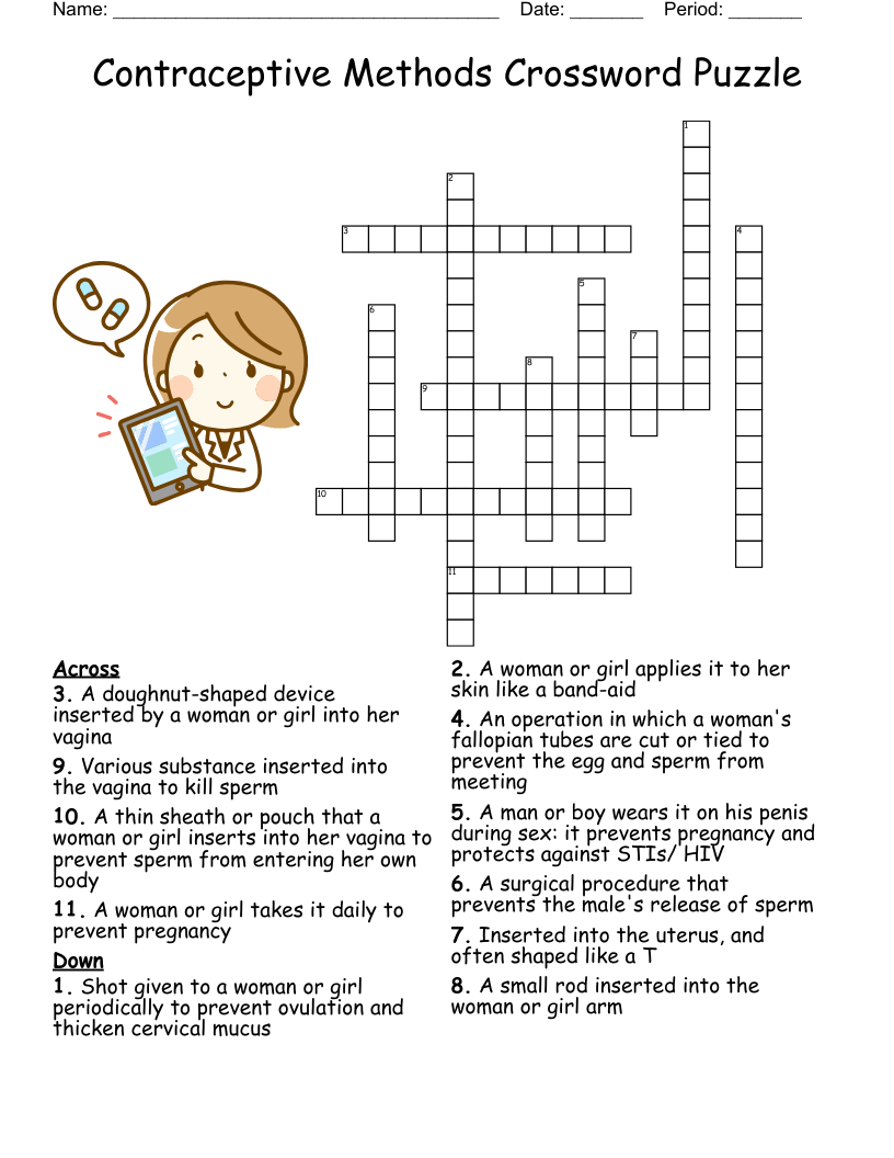 Contraceptive Methods Crossword Puzzle