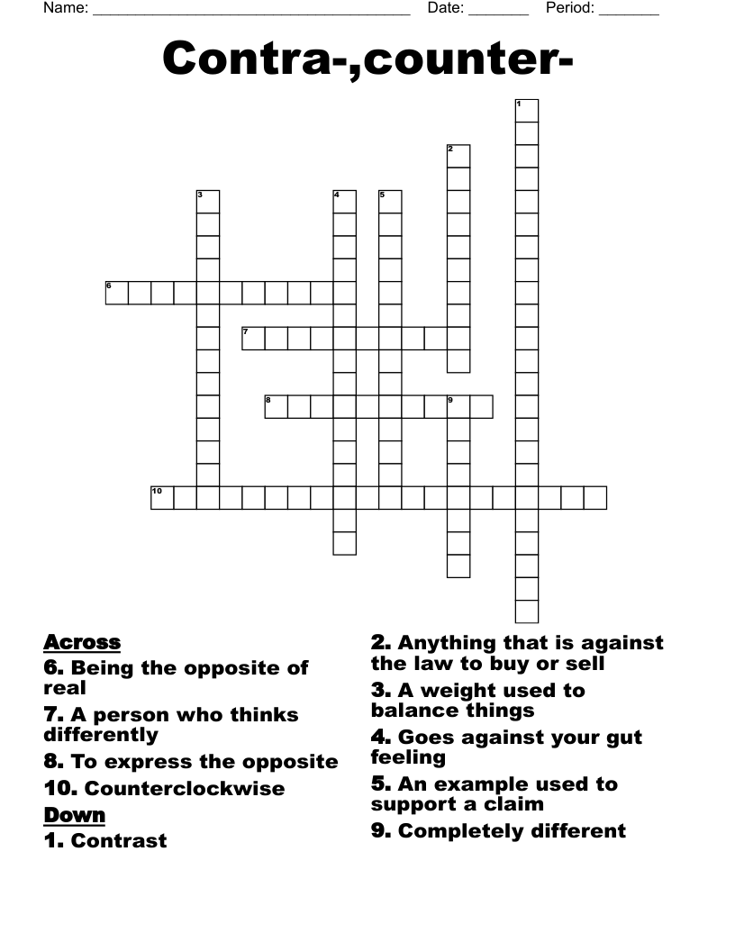 Contra-,counter- Crossword