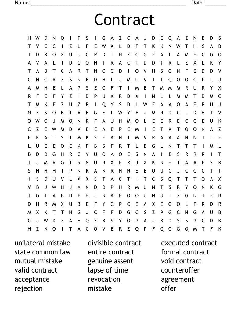 Contract  Word Search