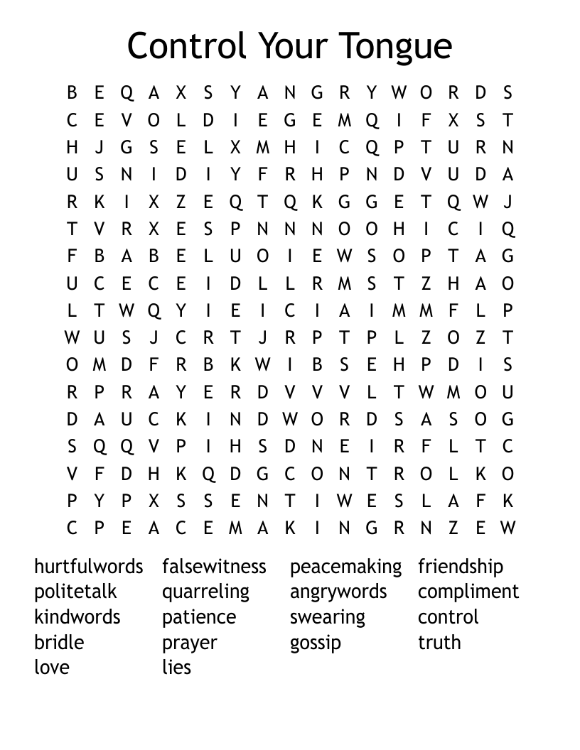 Control Your Tongue Word Search