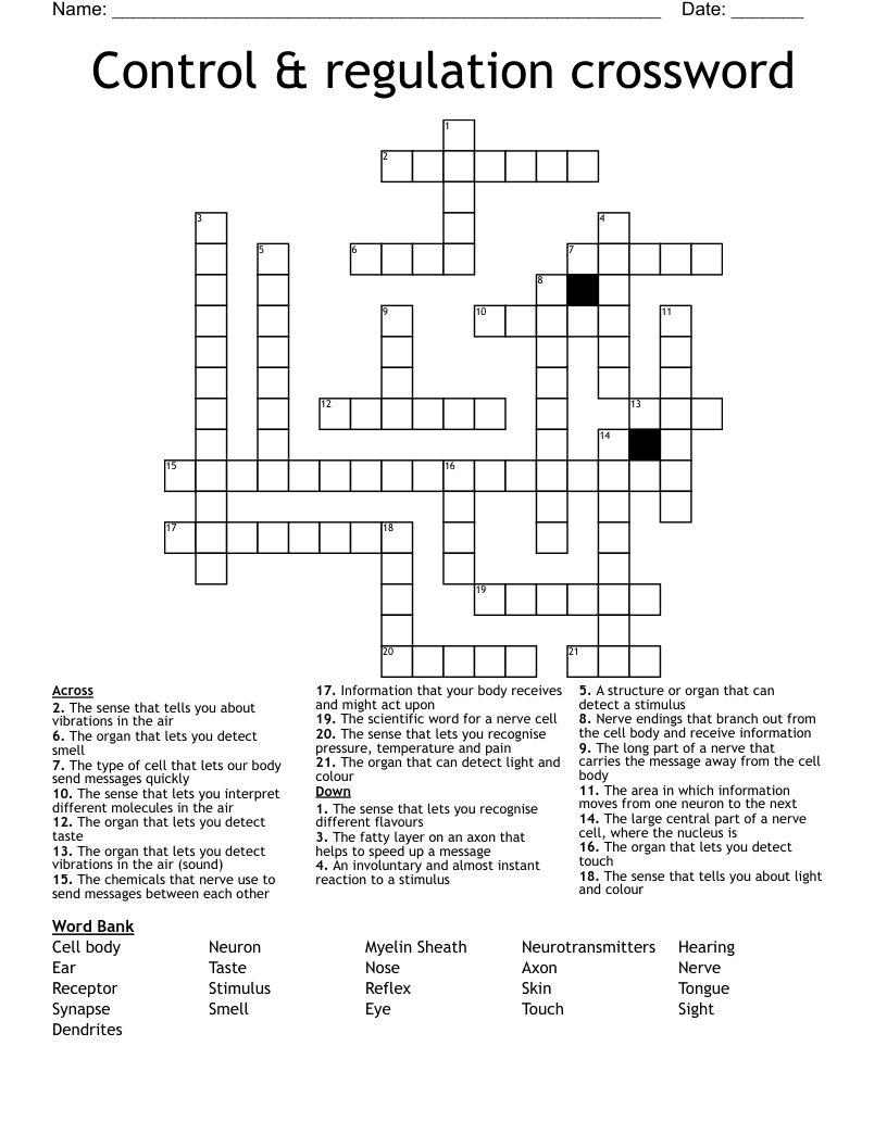 Control & regulation crossword