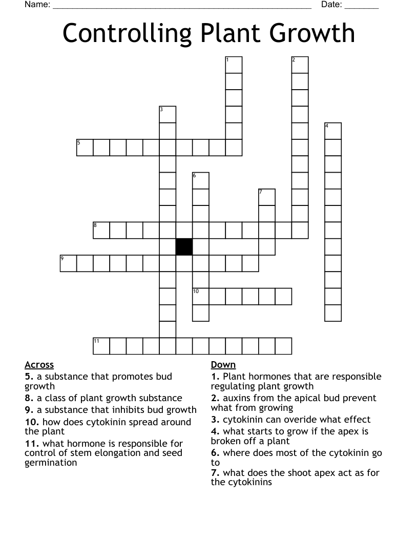 Controlling Plant Growth Crossword