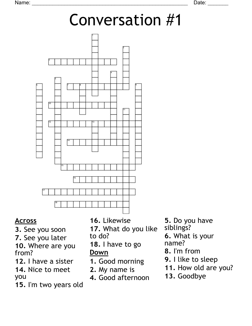 Conversation #1  Crossword