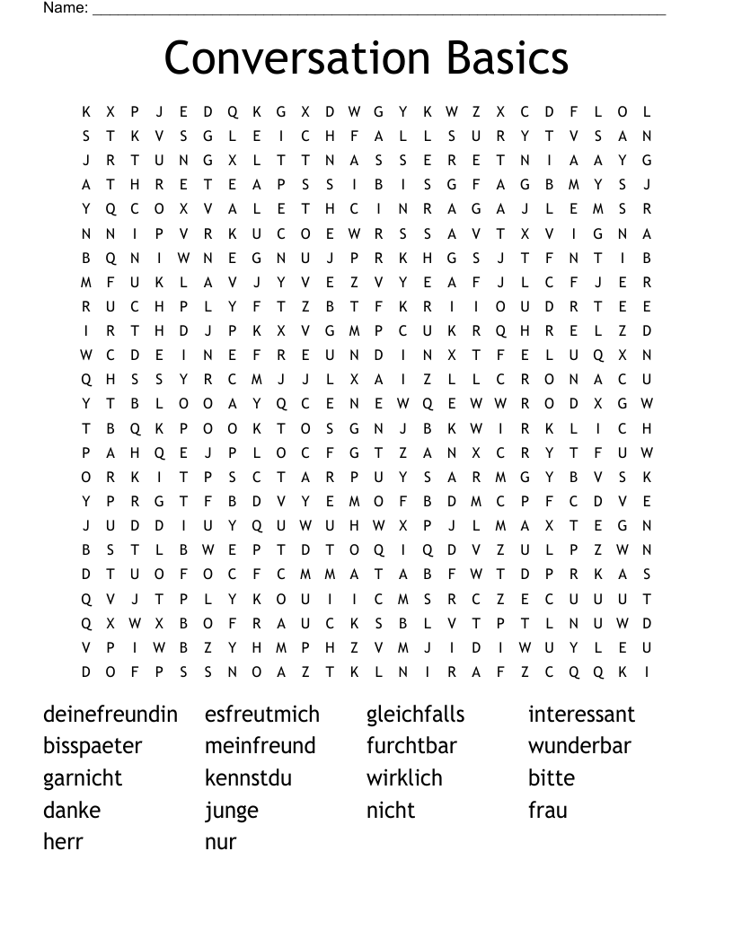 Conversation Basics Word Search