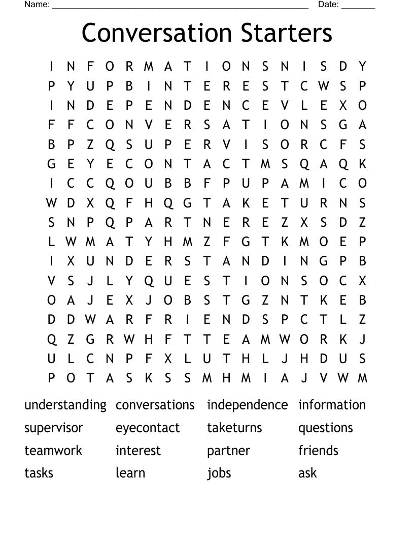 Conversation Starters Word Search