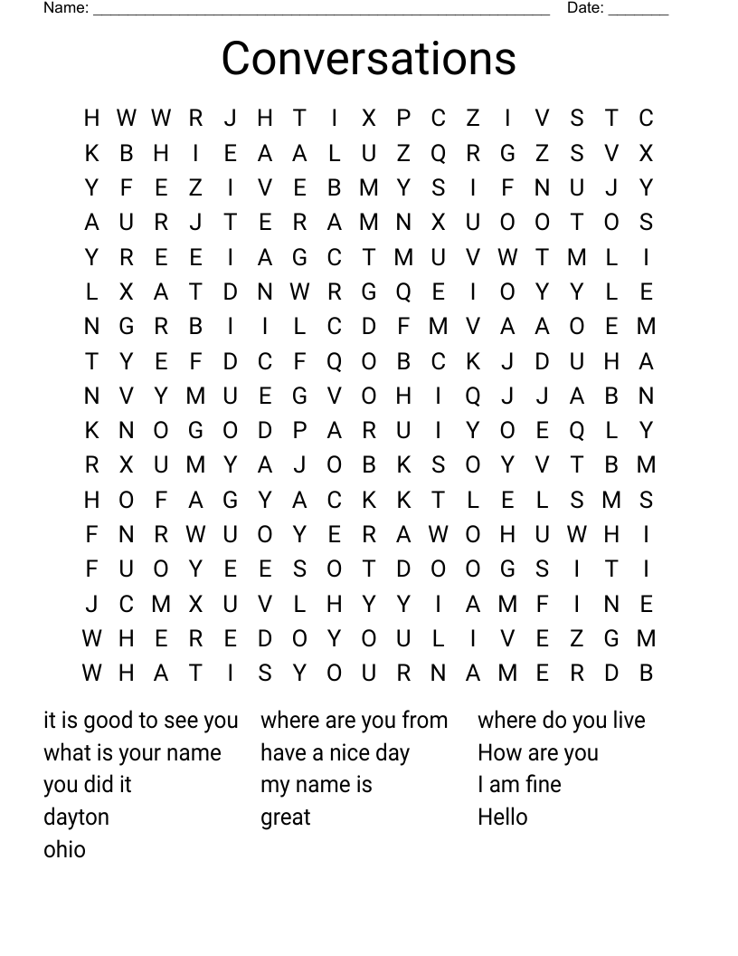 Conversations Word Search
