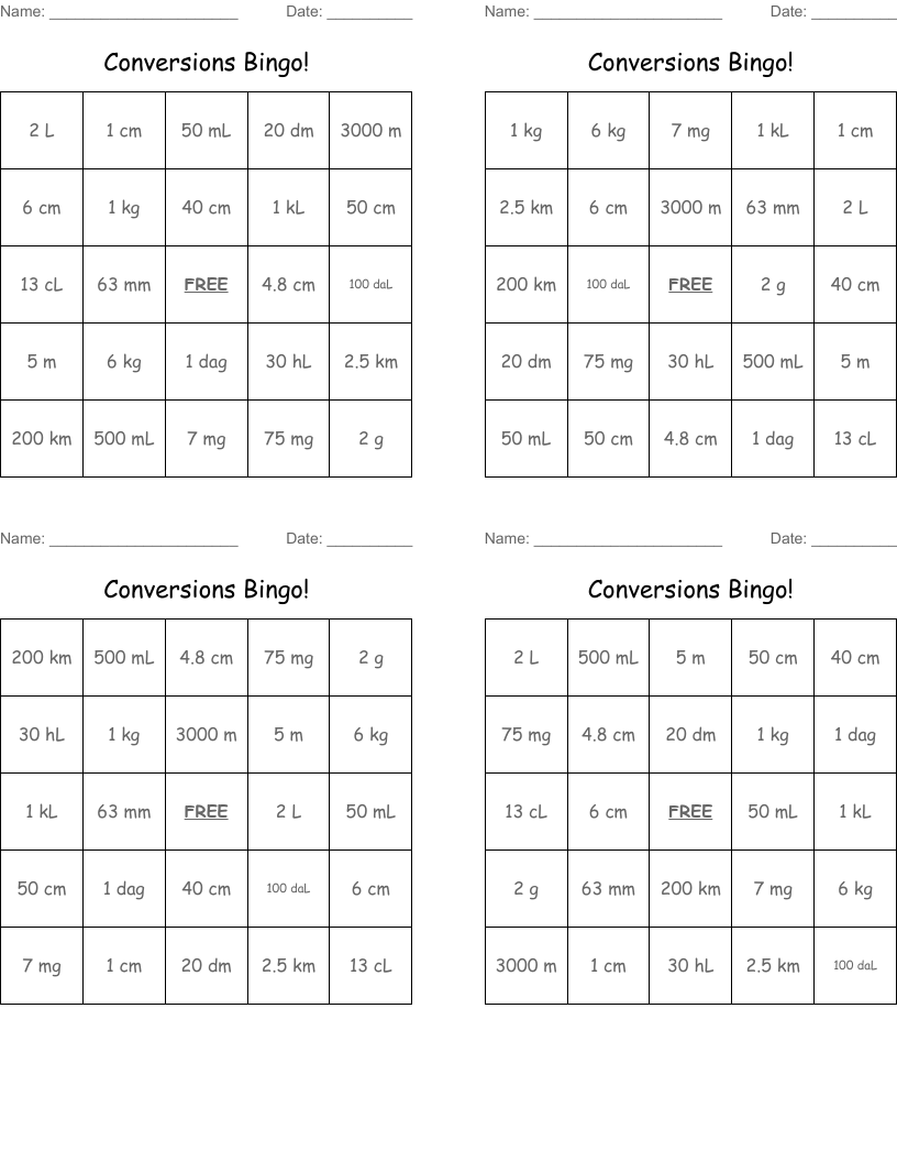 Conversions Bingo!