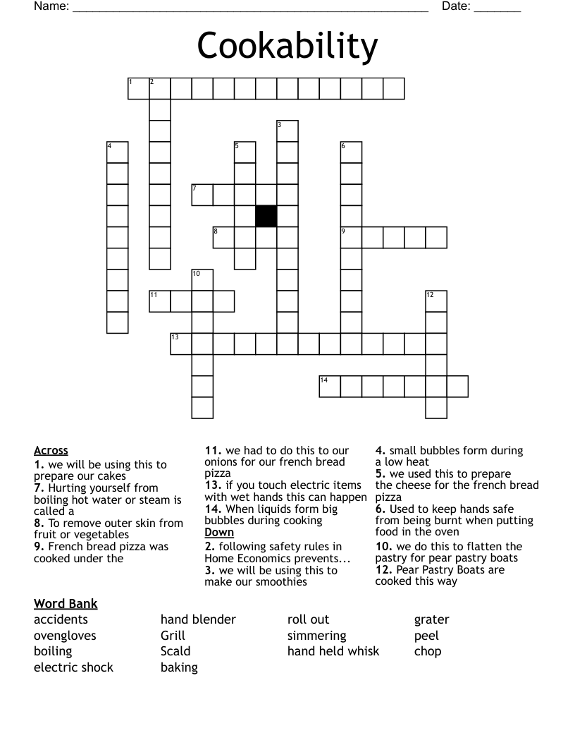 Cookability Crossword