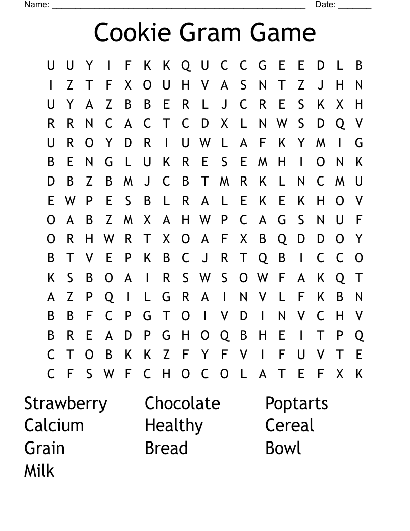 Cookie Gram Game Word Search