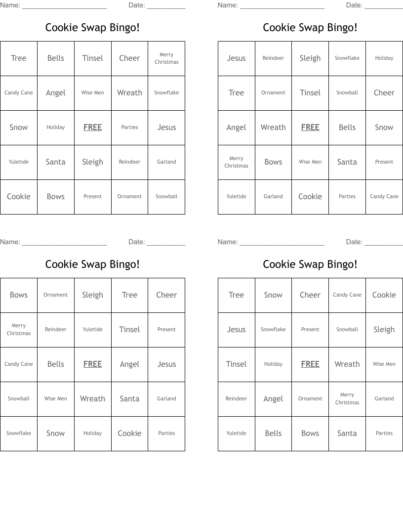 Cookie Swap Bingo!