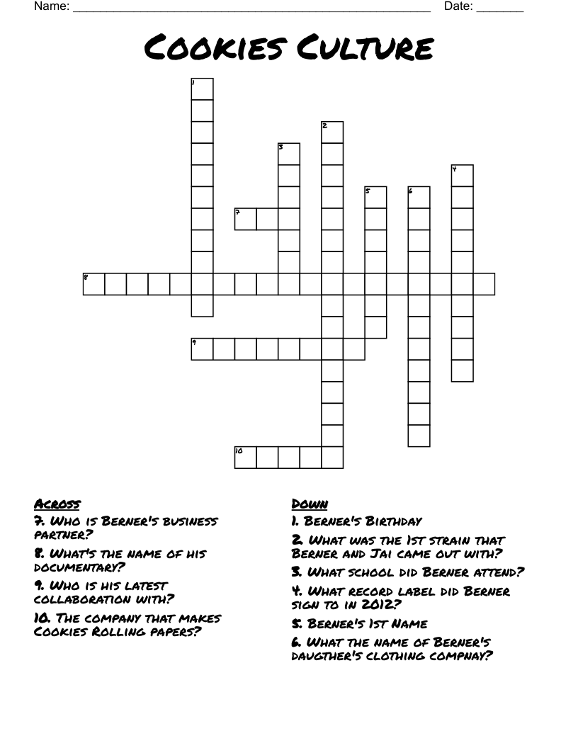 Cookies Culture Crossword
