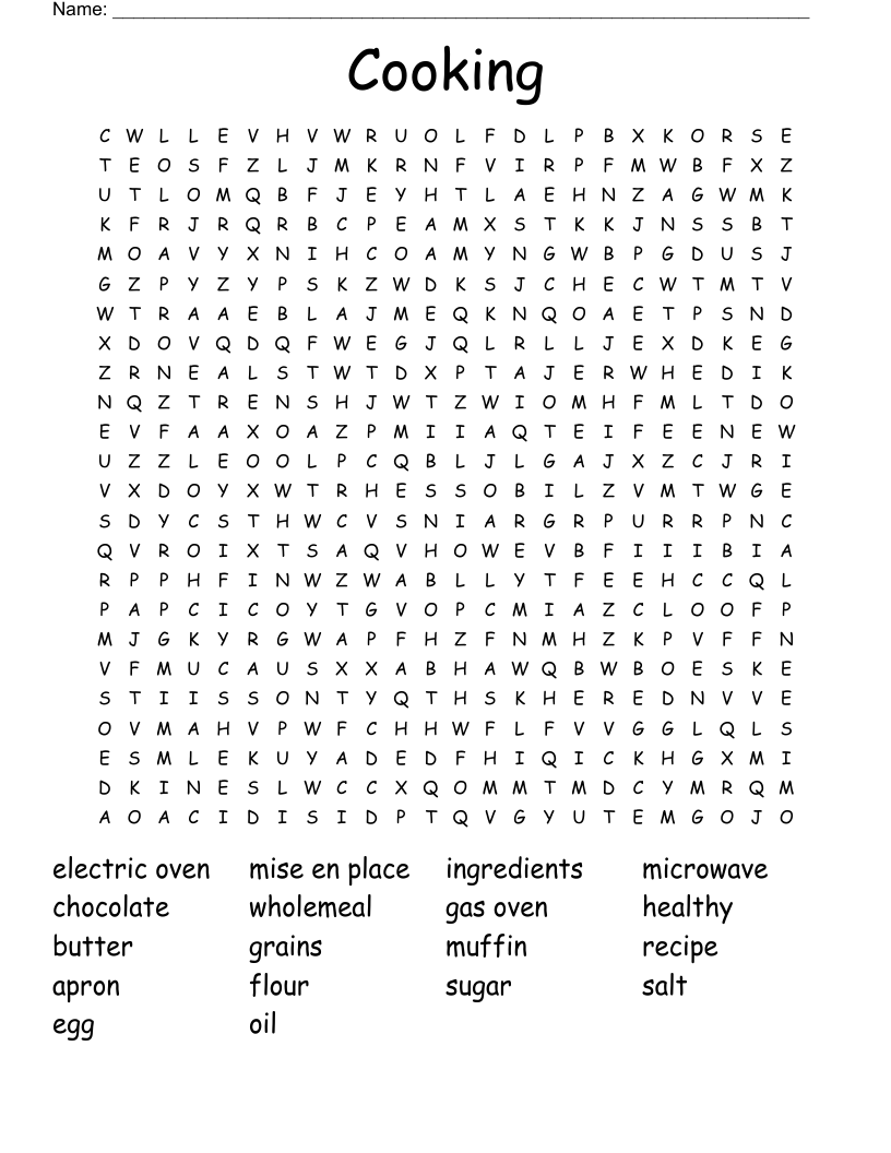 Cooking Word Search