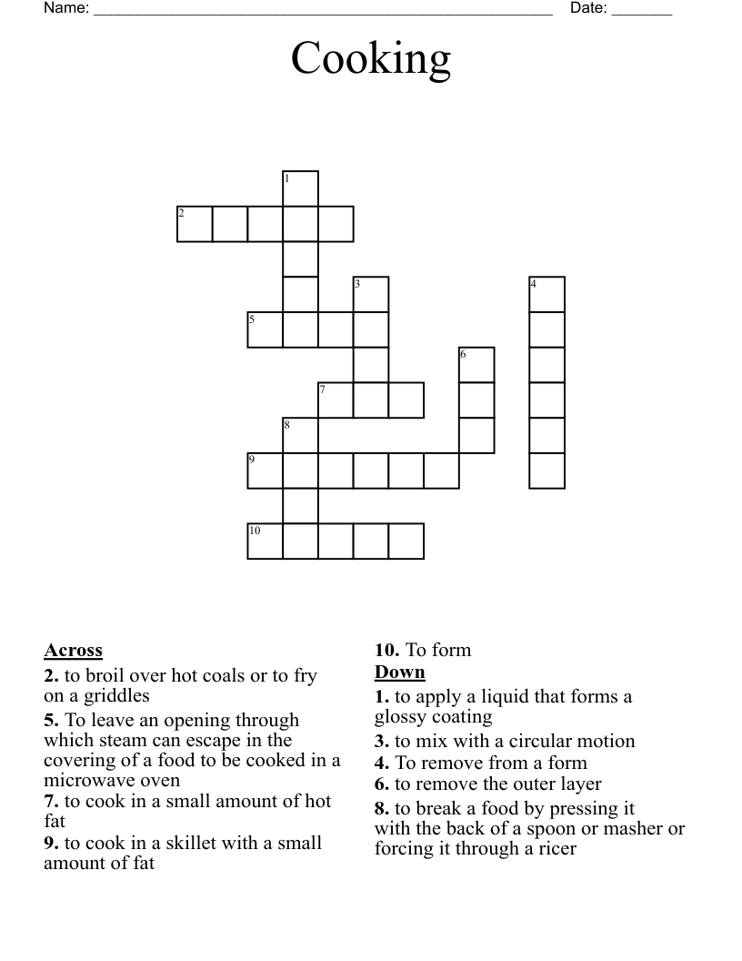 Cooking Crossword